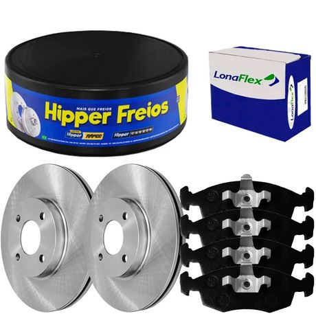Kit Pastilha Disco Dianteiro Ventilado Strada 1.4 2016 a 2020 Lonaflex Hipper Freios