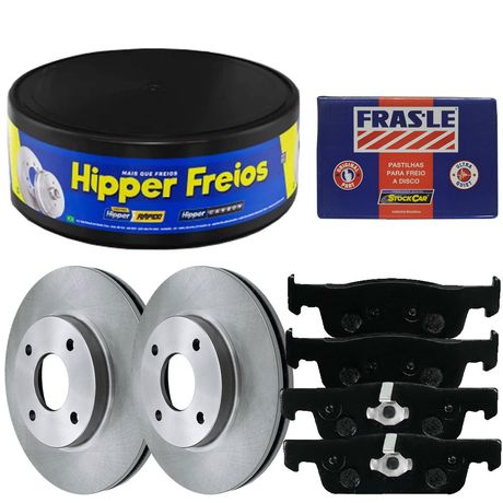 Kit Pastilha Disco Dianteiro Ventilado Sandero 1.0 1.6 2014 a 2020 Hipper Freios Fras-le