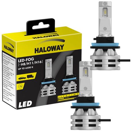 Par Lâmpada Led Luz Branca H1 H8 H16 6500K 12V 24W Haloway