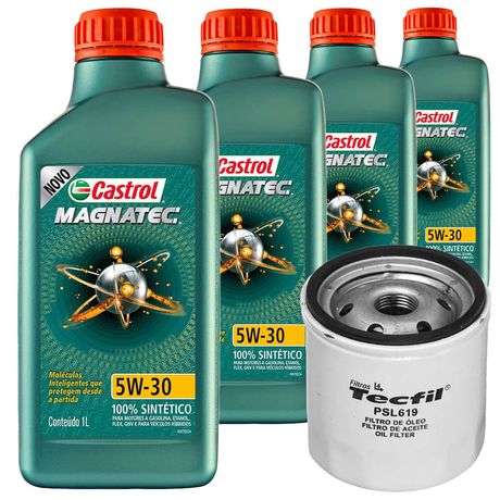 4 Óleo Sintético Castrol 5W30 e Filtro Óleo Tecfil Celta 1.0 1.4 8V 2000 a 2011