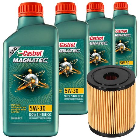 4 Óleo Sintético Castrol 5W30 e Filtro Óleo Tecfil Idea 1.6 1.8 16V Flex 2011 a 2016