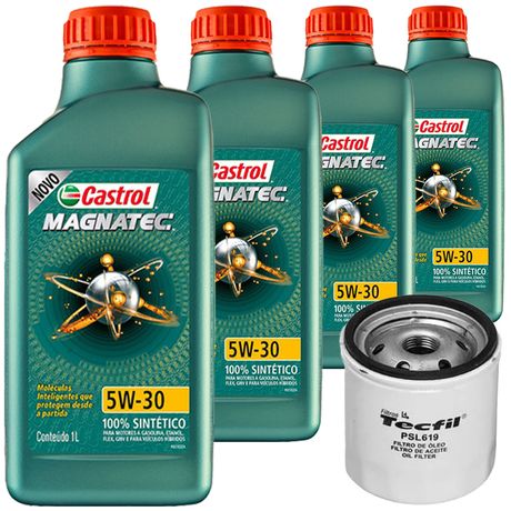 4 Óleo Sintético Castrol 5W30 e Filtro Óleo Tecfil Onix 1.0 1.4 8V Flex 2012 a 2022