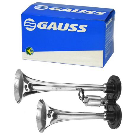 Buzina Eletropneumática 2 Cornetas Universal 230/295mm 12V/24V Cromada Gauss