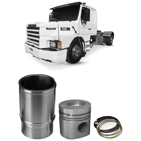 Kit Motor Camisa Pistão Anel Motor DSC11 Scania T 112 81 a 91 Mahle K9174