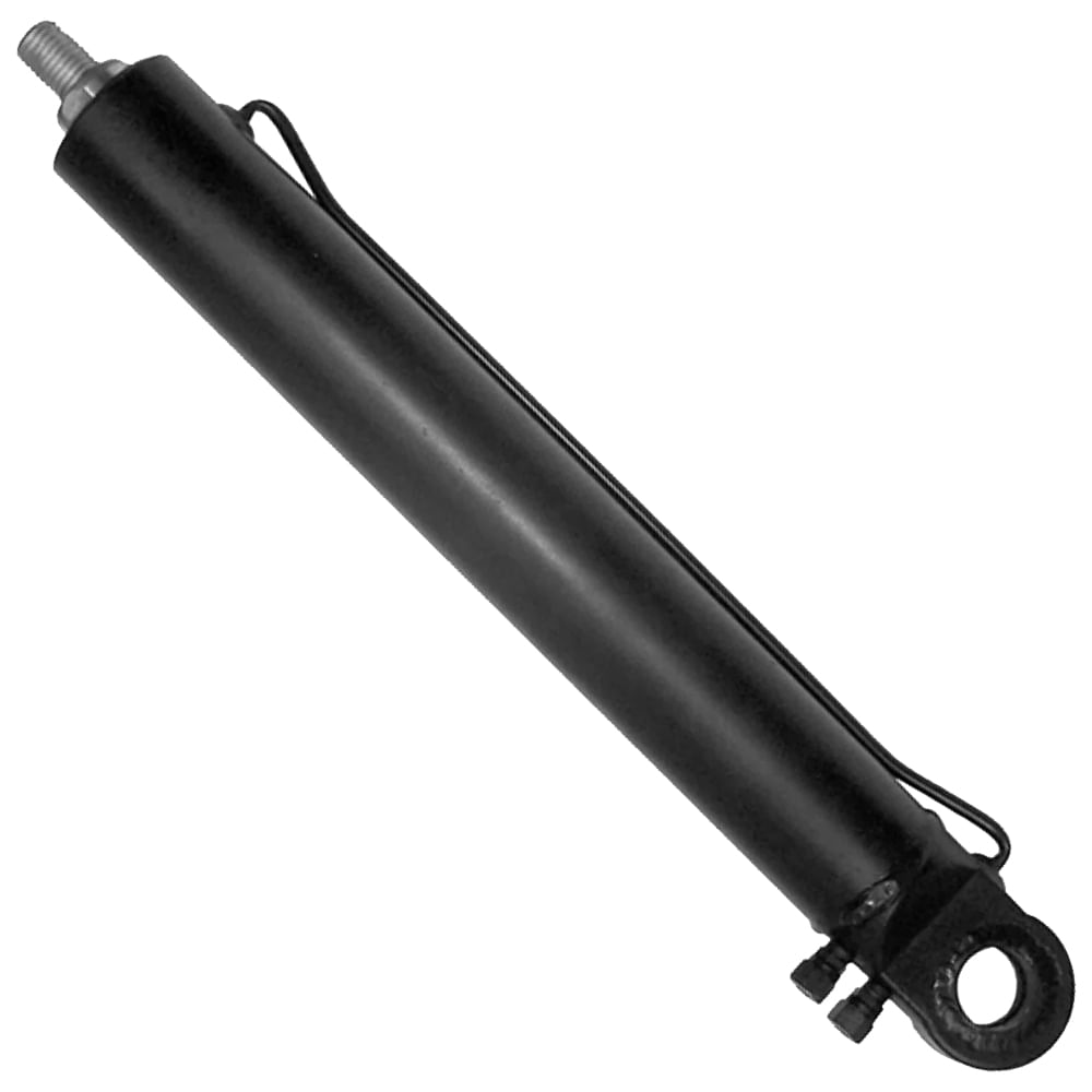 Cilindro hidráulico de basculante/cabine para caminhão Scania, corpo preto fosco com haste roscada e olhal com parafusos