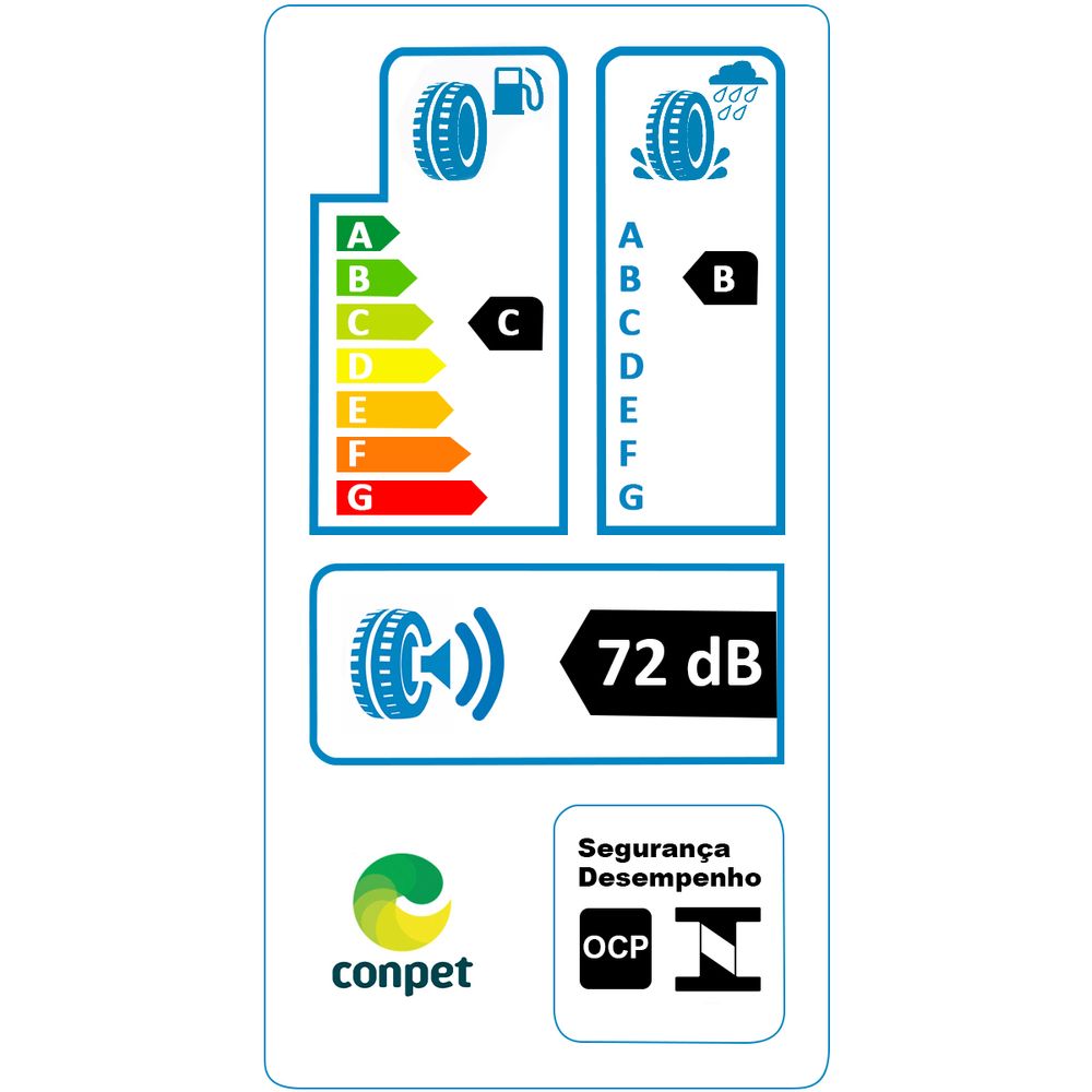 Etiqueta de eficiência do pneu Continental Ultracontact 175/65R14 com classificações de consumo C, frenagem B e ruído 72 dB