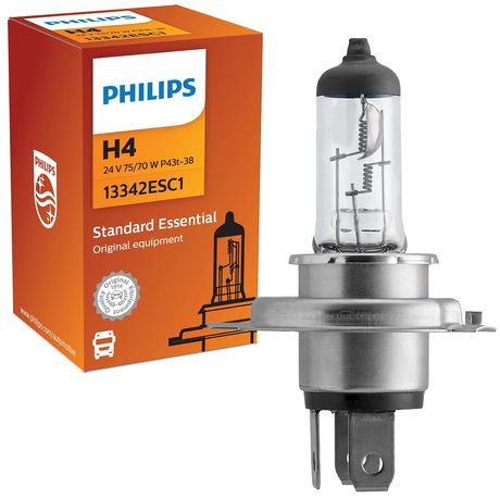 Lâmpada Philips Halógena Standard 75/70W 24V H4 Essential P43T-38 Farol