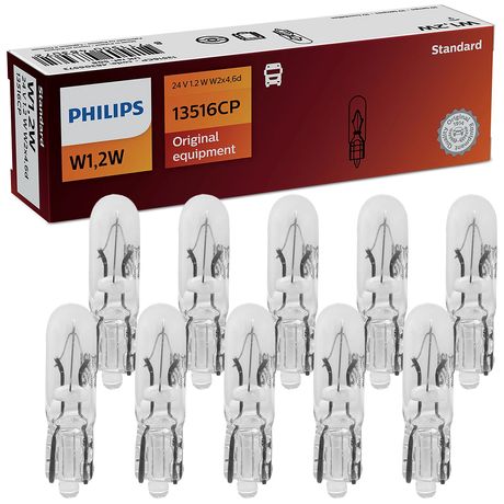 Kit 10 Lâmpada Philips Esmagada Pequena 1.2W 24V Sinalização Painel
