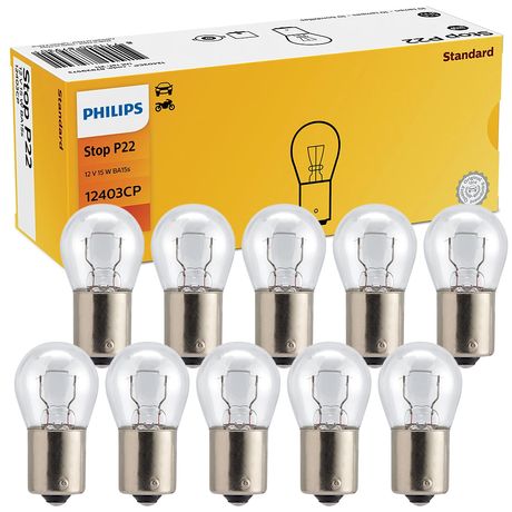 Kit 10 Lâmpada Philips Standart 15W 12V BA15s P22 Acessório