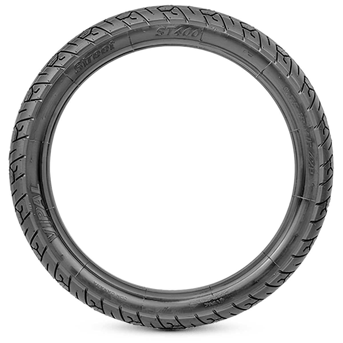 Etiqueta INMETRO do Pneu Vipal TT Street ST400 mostrando classificação de resistência, frenagem e ruído