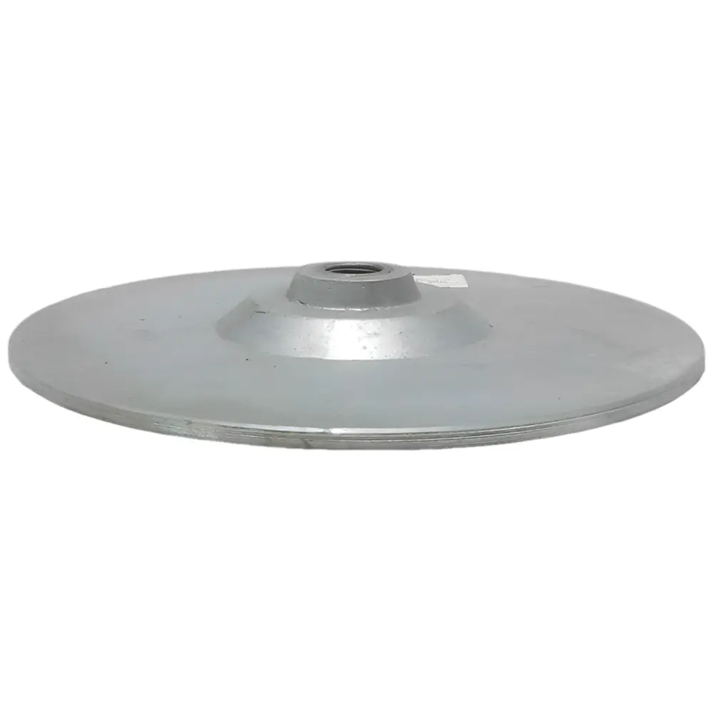 Flange Rodoar Disco 220mm em tom cinza prateado visto de perfil com superfície lisa e rosca central aparente