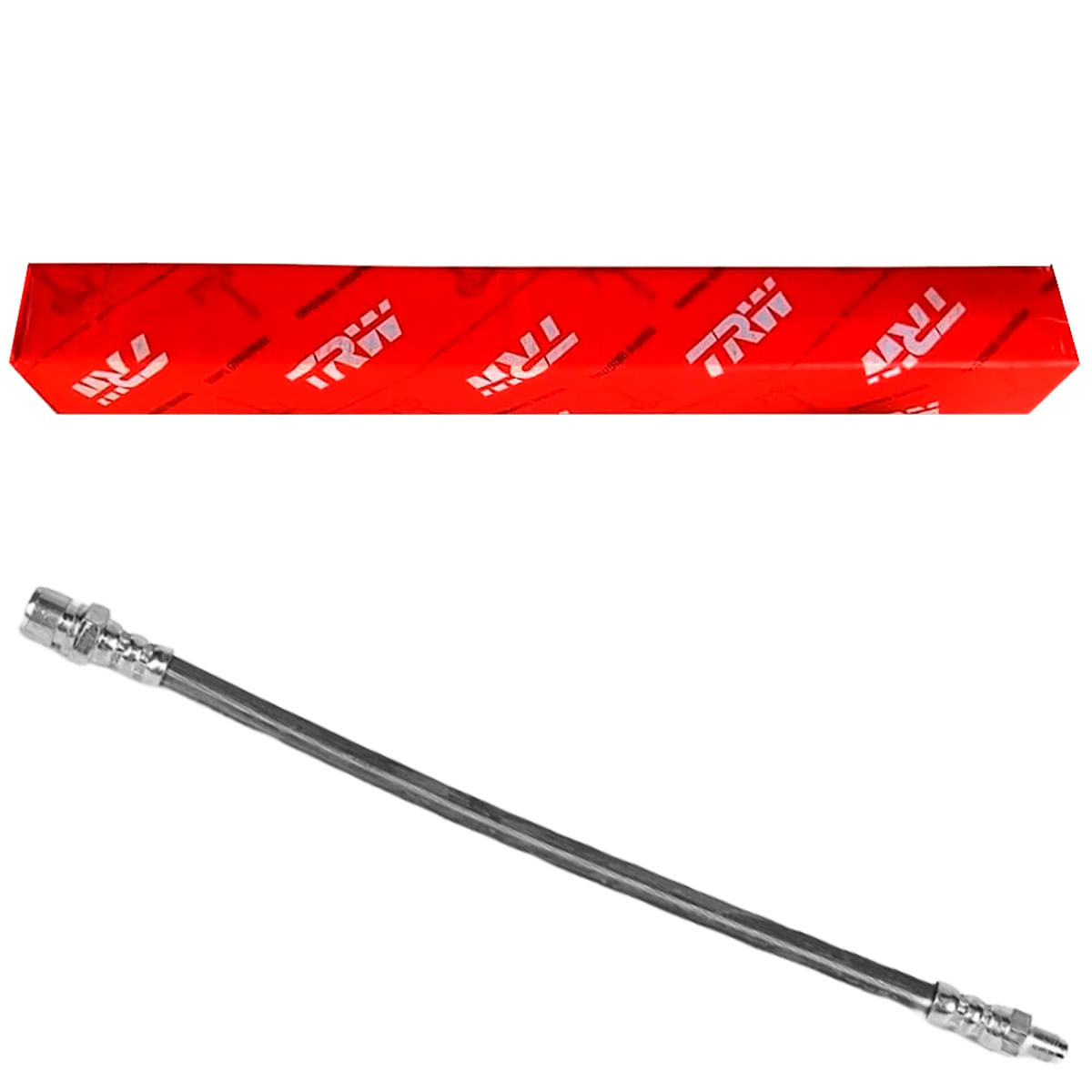 Mangote flexível de freio dianteiro TRW RPFX06950 ao lado da caixa de embalagem vermelha para Volkswagen Golf VR6 2.8 12V 92