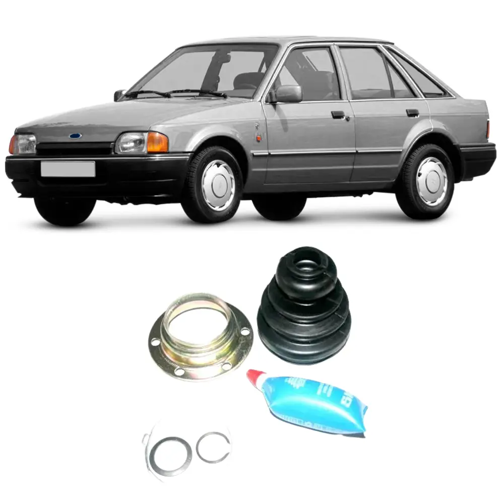 Kit Reparo Dianteiro Ford Escort com carro Ford Escort ao fundo mostrando aplicação