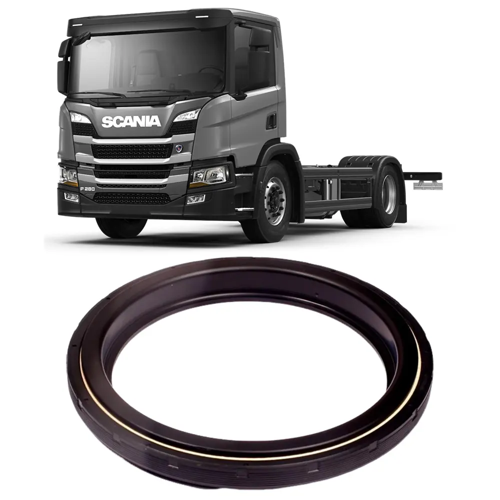 Retentor Traseiro SCANIA DC13 2012 a 2024 com caminhão Scania ao fundo