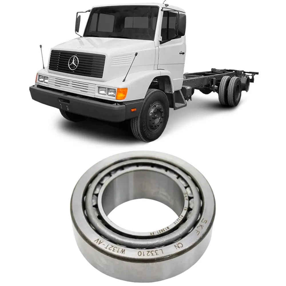 Rolamento de Roda Dianteiro Mercedes-Benz 1418 1995 a 2001 GMC com caminhão Mercedes-Benz ao fundo