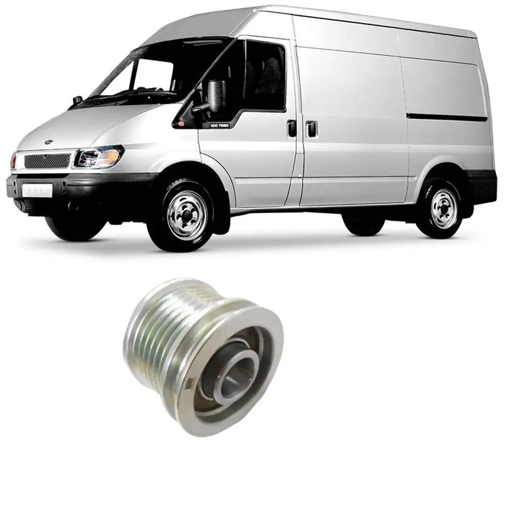 Polia Alternador Ford Transit 2.4 2000 Todos Zen com veículo Ford Transit ao fundo